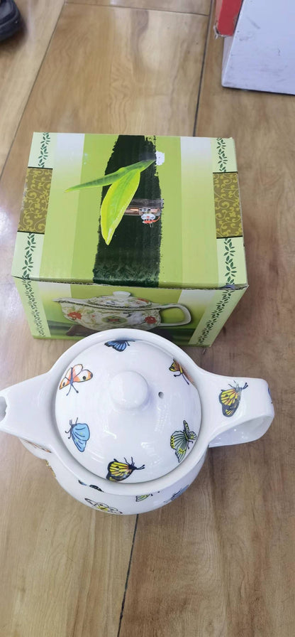 Kleine Teekanne mit Metallsieb - Schmetterlinge (350ml)