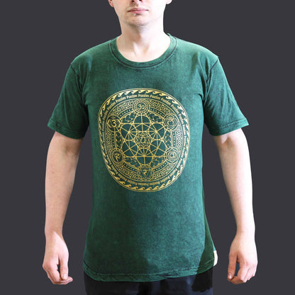 T-Shirt (S) Stone Washed - Chakra - Grün
