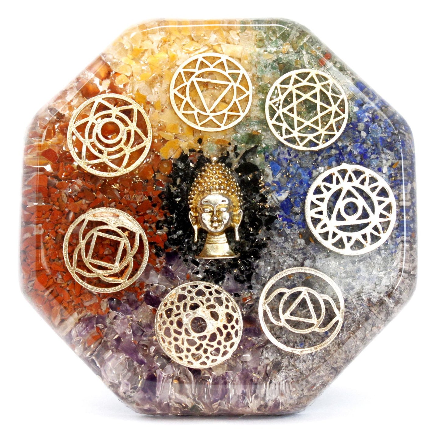 Orgonit-Schreibtisch-Zierobjekt „Buddha Chakra“ (Groß)