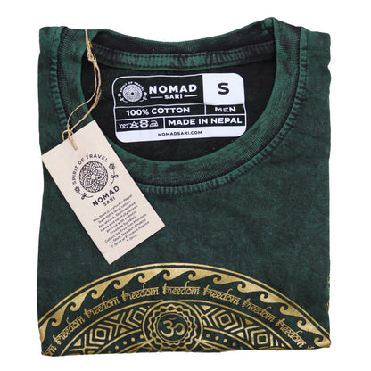 T-Shirt (S) Stone Washed - Chakra - Grün