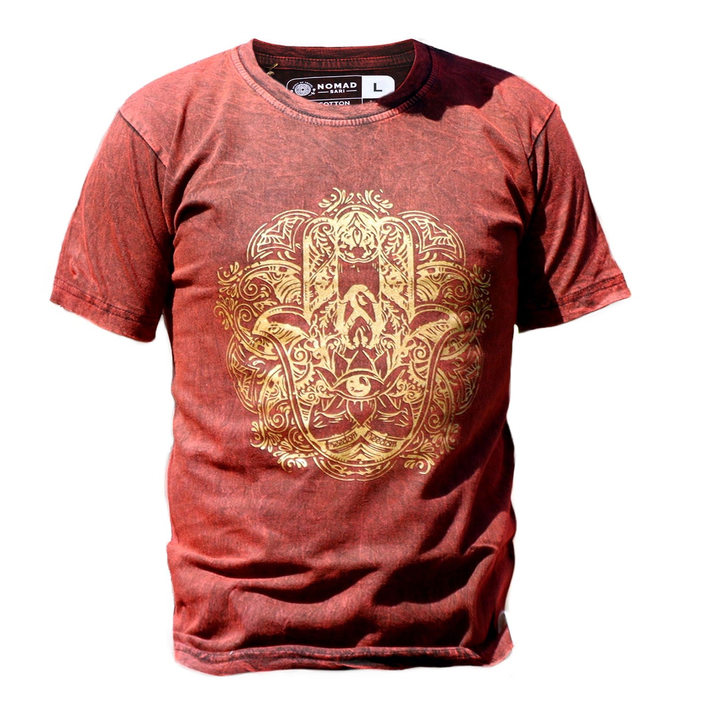 T-Shirt (L) Stone Washed - Hamsa - Maroon