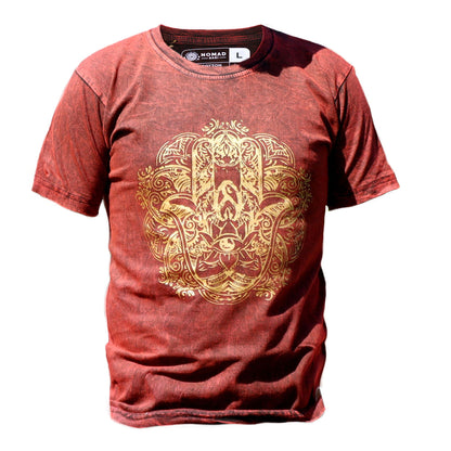 T-Shirt (L) Stone Washed - Hamsa - Maroon