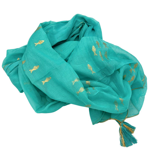 Nomad Sari Pario - Türkis & Gold mit Fisch-Design