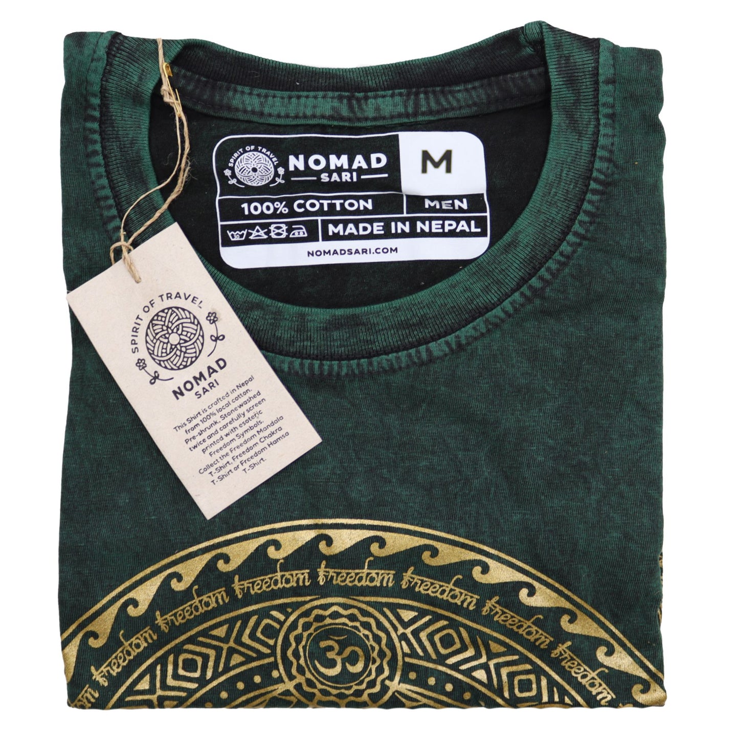 T-Shirt (M) Stone Washed - Chakra - Grün