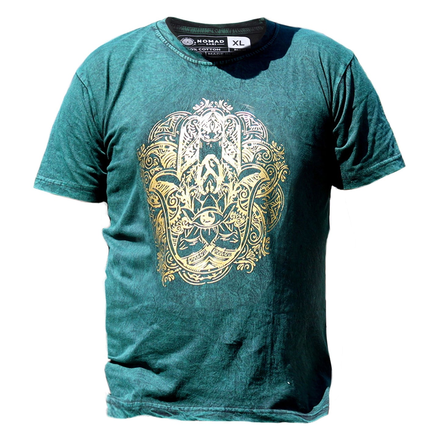 T-Shirt (XL) Stone Washed - Hamsa - Grün
