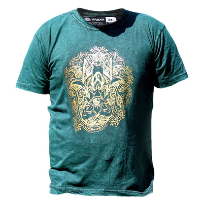 T-Shirt (XL) Stone Washed - Hamsa - Grün