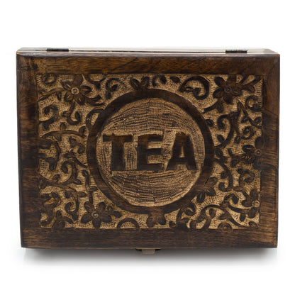 Geschnitzte Teebox aus Mangoholz (30x23x10cm)