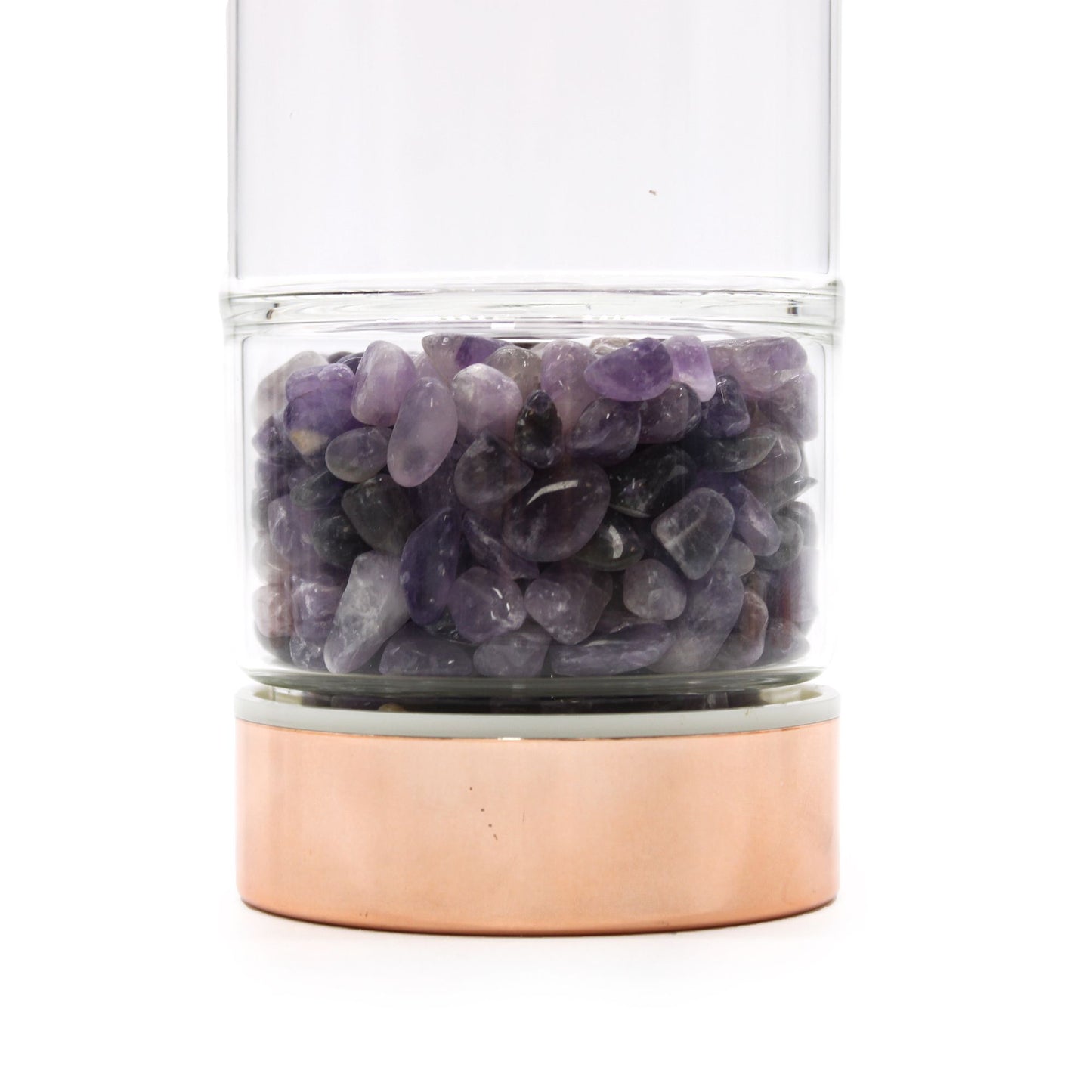 Trinkflasche Glas-Tee-Infuser mit Amethyst - Rose Gold (500ml)