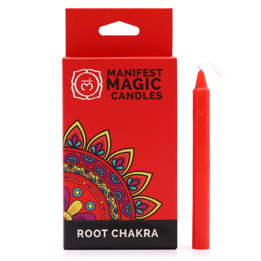 Manifestationskerzen „Wurzel-Chakra“ (12er-Pack)