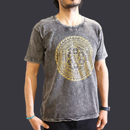T-Shirt (M) Stone Washed - Chakra - Dunkelgrau