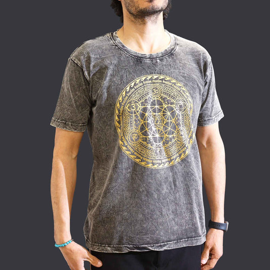 T-Shirt (M) Stone Washed - Chakra - Dunkelgrau