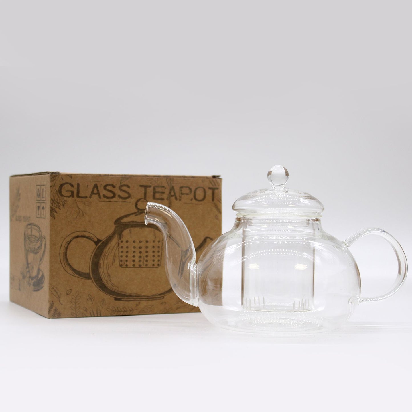 Glas-Teekanne mit Infuser - Round Pearl (800ml)
