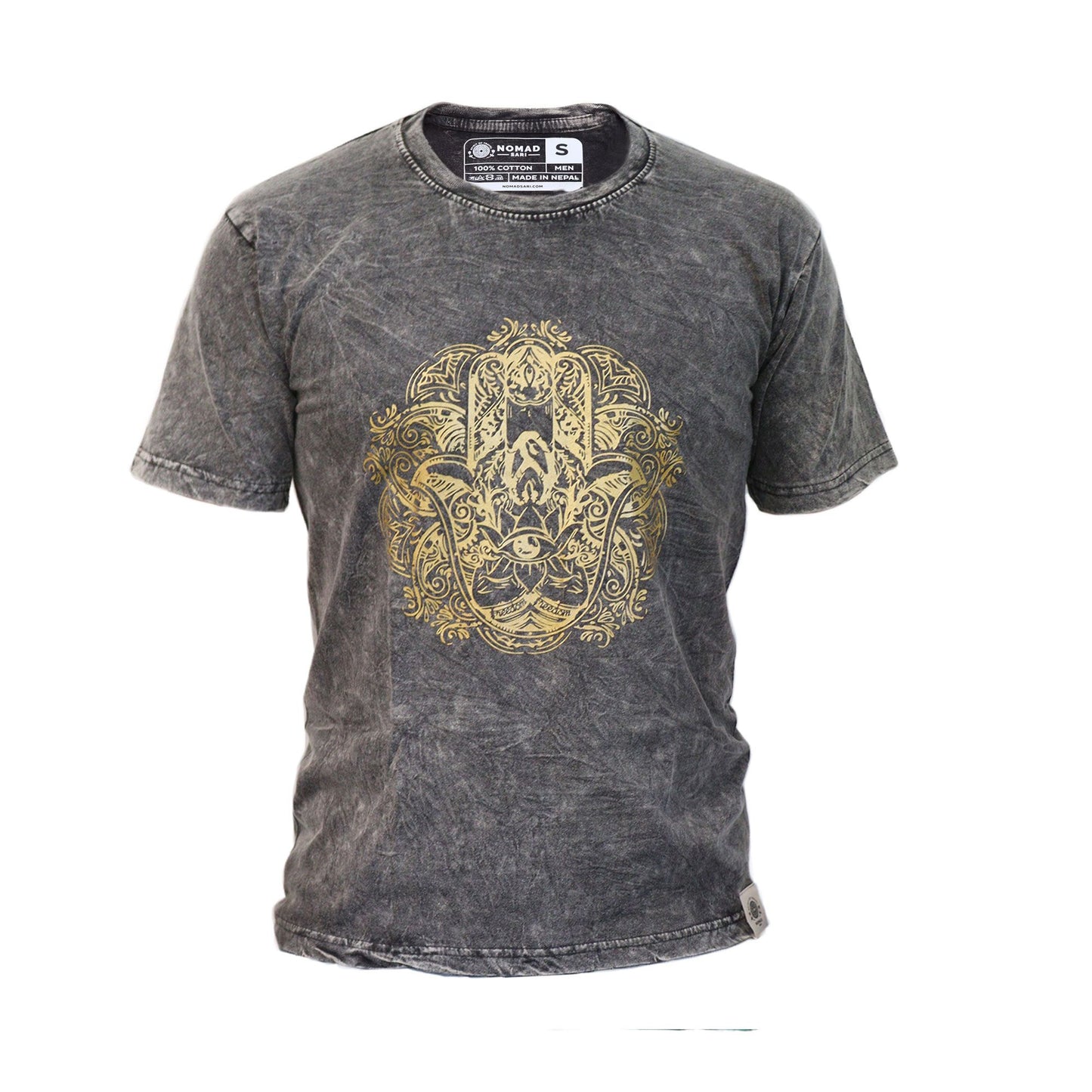 T-Shirt (S) Stone Washed - Hamsa - Dunkelgrau