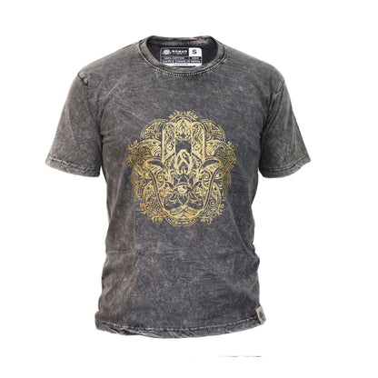 T-Shirt (S) Stone Washed - Hamsa - Dunkelgrau