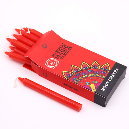 Manifestationskerzen „Wurzel-Chakra“ (12er-Pack)