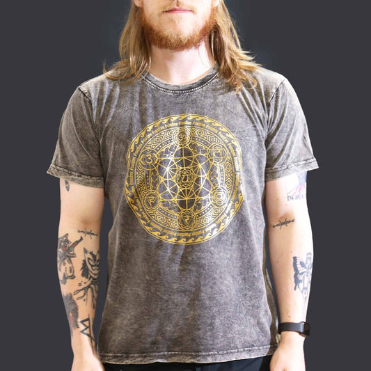 T-Shirt (L) Stone Washed - Chakra - Dunkelgrau