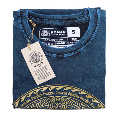 T-Shirt (S) Stone Washed - Chakra - Blau