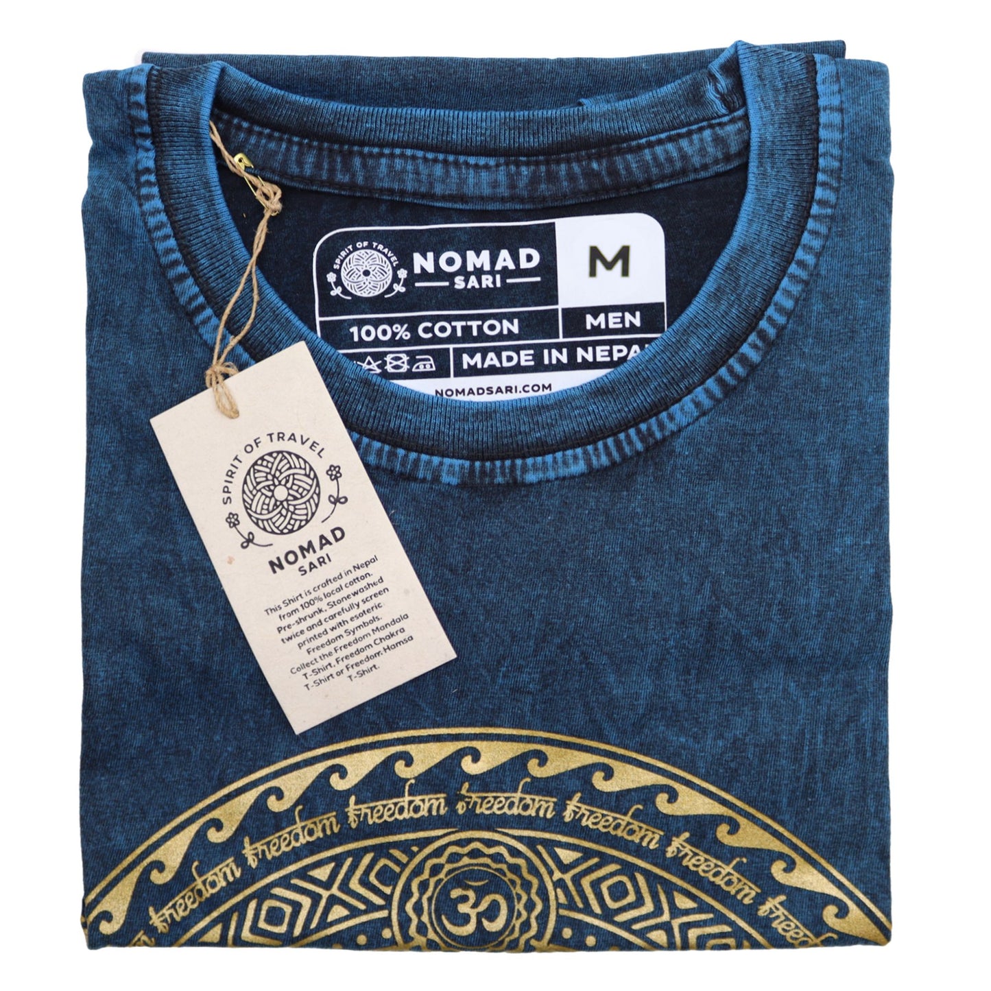 T-Shirt (M) Stone Washed - Chakra - Blau