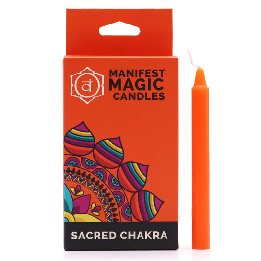 Manifestationskerzen „Sakral-Chakra“ (12er-Pack)