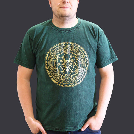 T-Shirt (XL) Stone Washed - Chakra - Grün