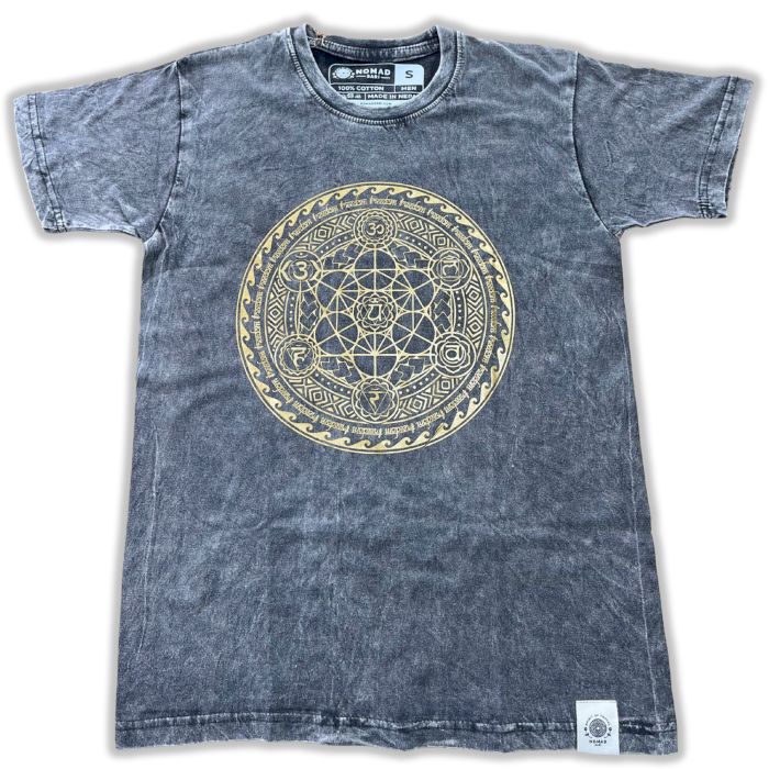 T-Shirt (L) Stone Washed - Chakra - Dunkelgrau