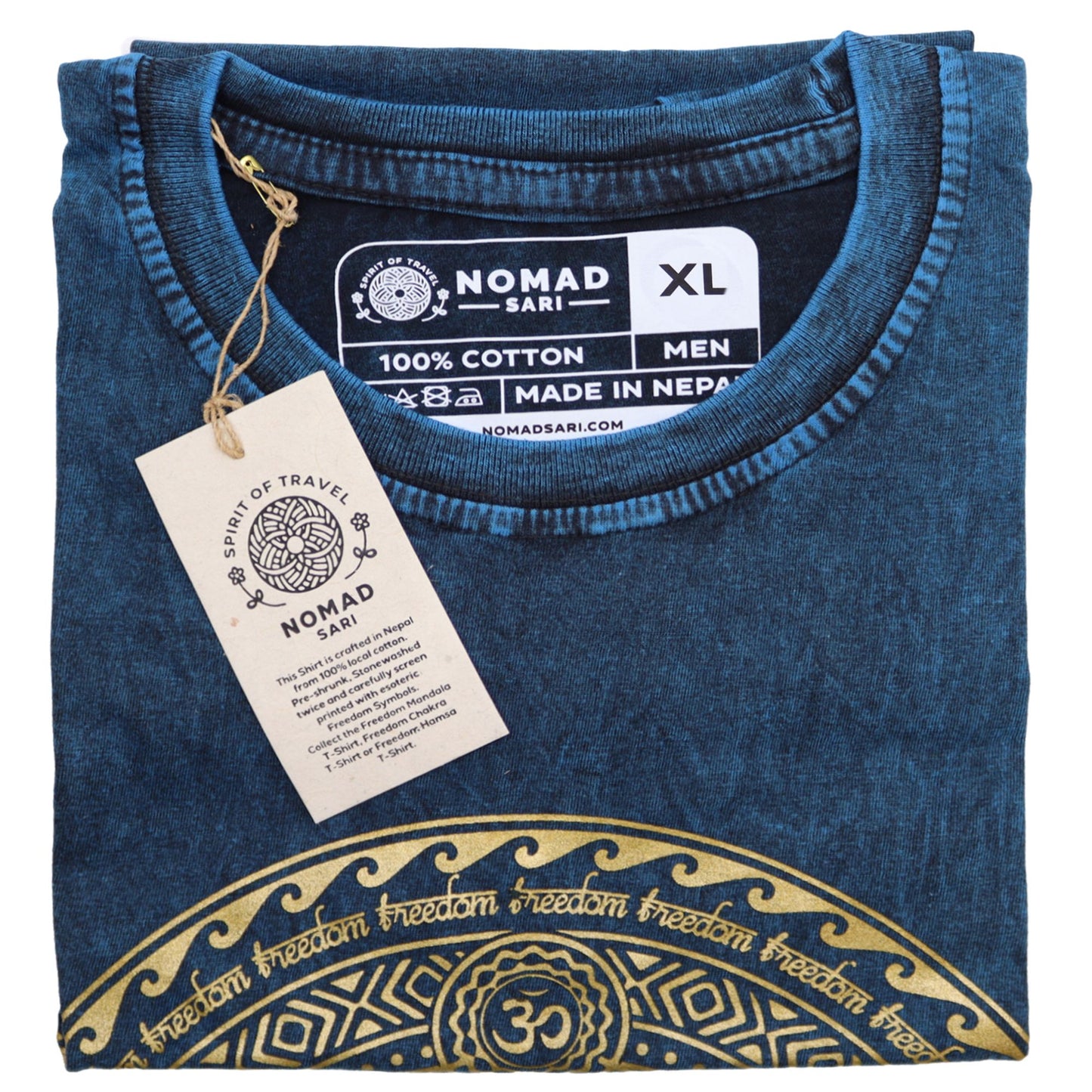 T-Shirt (XL) Stone Washed - Chakra - Blau
