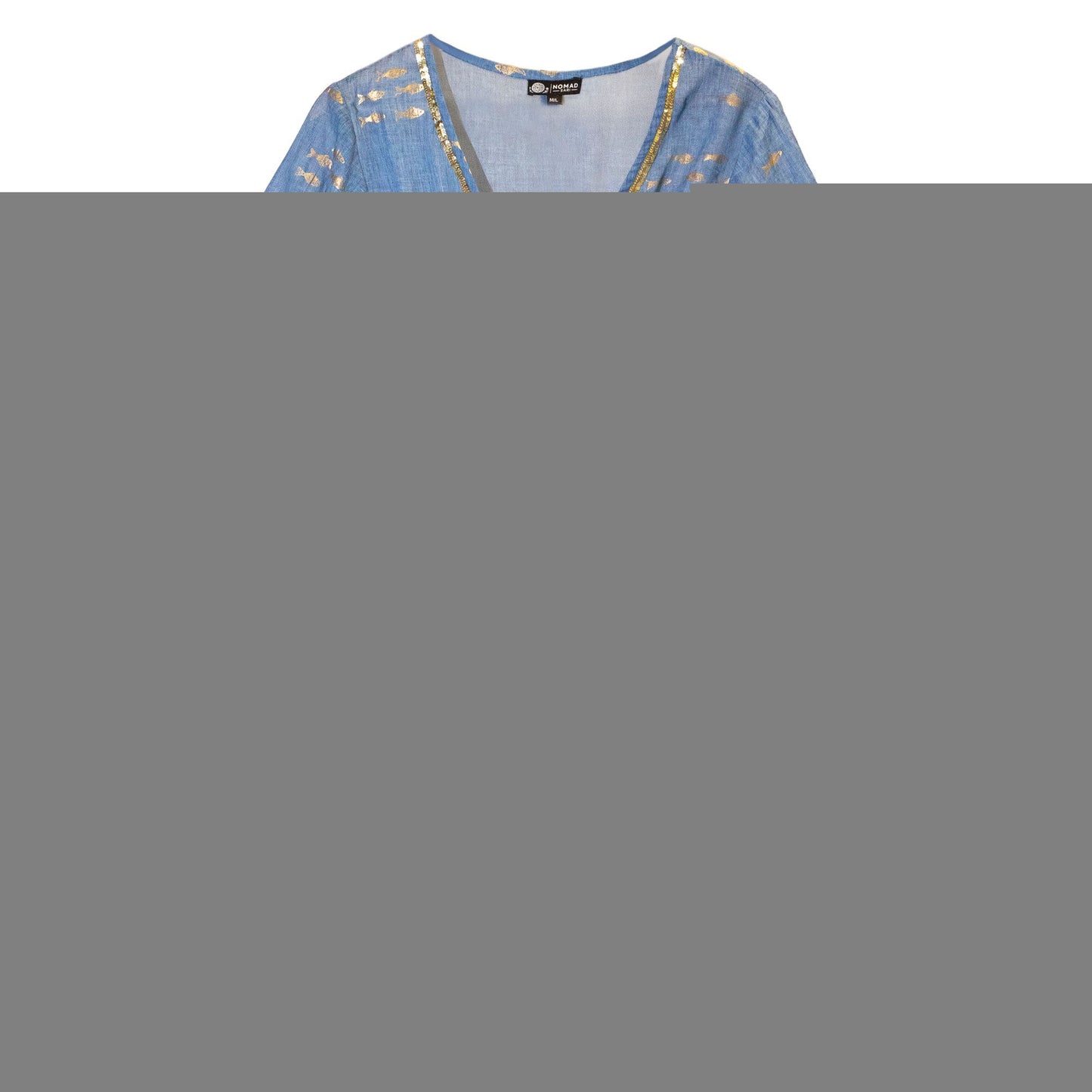 (XL) Nomad Sari On the Med Kleid - Seeblau & Gold mit Fisch Design