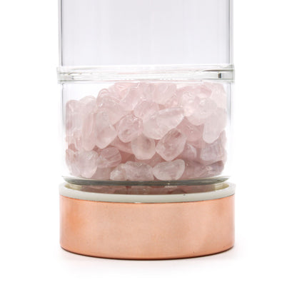 Trinkflasche Glas-Tee-Infuser mit Rosenquarz - Rose Gold (500ml)