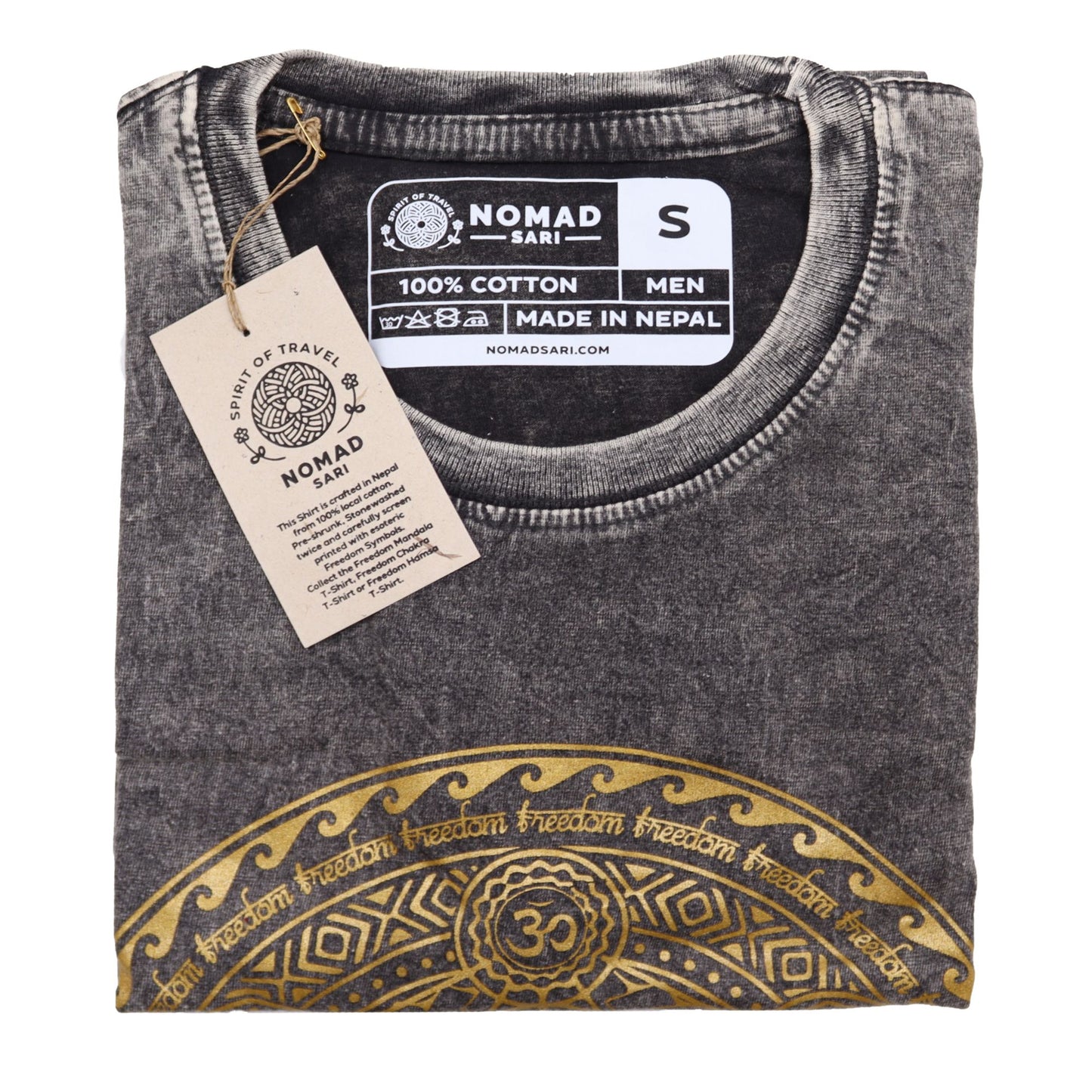 T-Shirt (S) Stone Washed - Chakra - Dunkelgrau