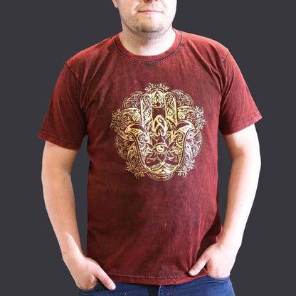 T-Shirt (XL) Stone Washed - Hamsa - Maroon