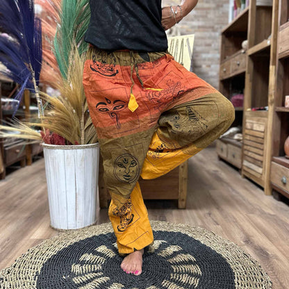 Orange Yoga- und Festivalhose - High Cross Himalayan-Druck