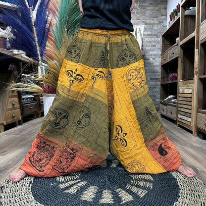 Orange Yoga- und Festivalhose - Aladdin Himalaya-Druck