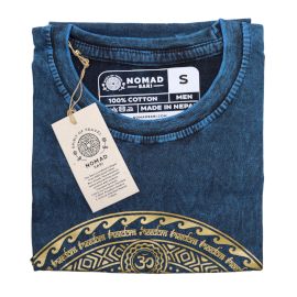 T-Shirt (S) Stone Washed - Chakra - Blau