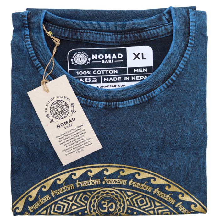 T-Shirt (XL) Stone Washed - Chakra - Blau
