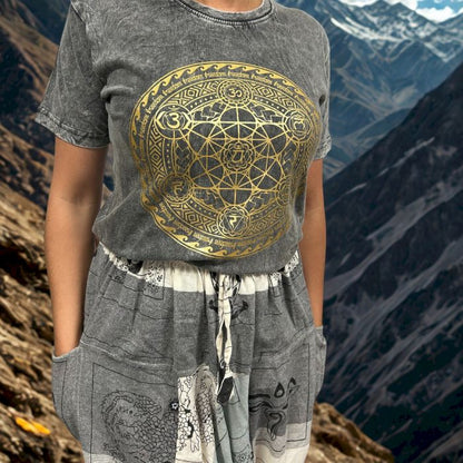 T-Shirt (L) Stone Washed - Chakra - Dunkelgrau
