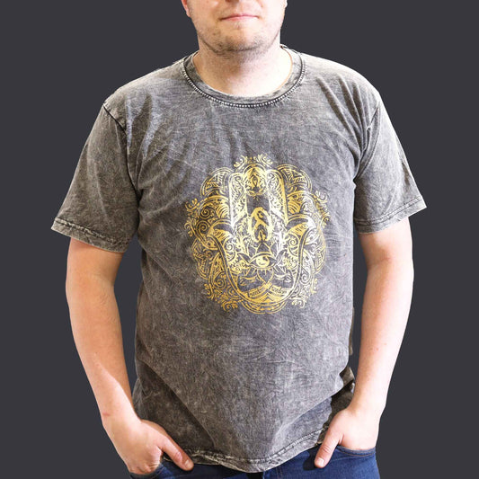 T-Shirt (XL) Stone Washed - Hamsa - Dunkelgrau