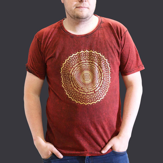 T-Shirt (XL) Stone Washed - Mandala - Maroon