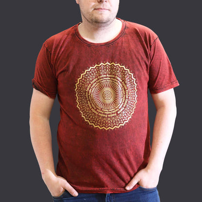 T-Shirt (XL) Stone Washed - Mandala - Maroon