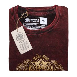 T-Shirt (S) Stone Washed - Hamsa - Maroon
