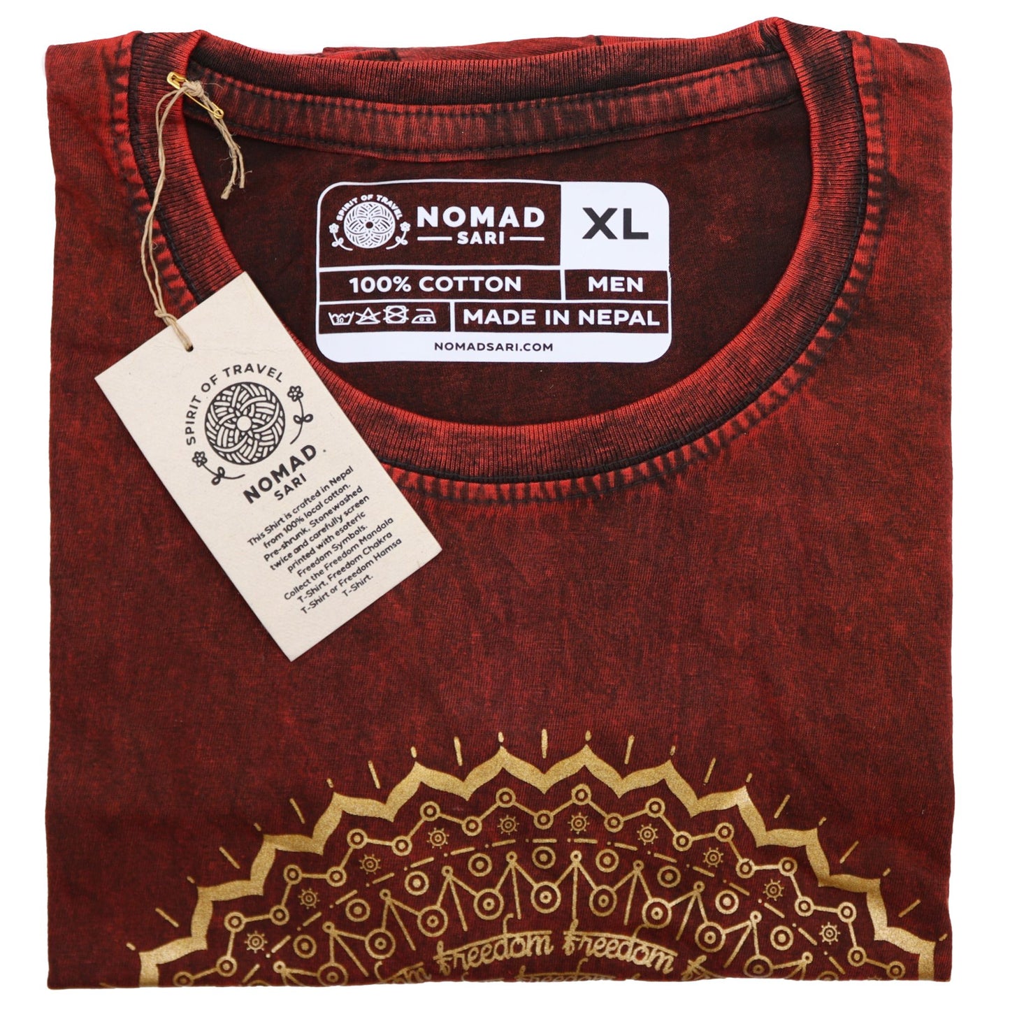 T-Shirt (XL) Stone Washed - Mandala - Maroon