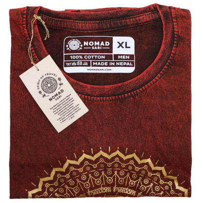 T-Shirt (XL) Stone Washed - Mandala - Maroon