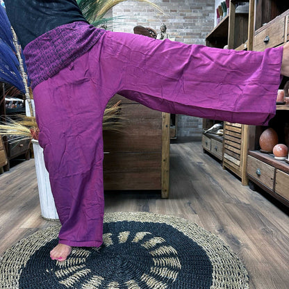 Lila Yoga- und Festivalhose - Thai Fisherman Mandala Mantra