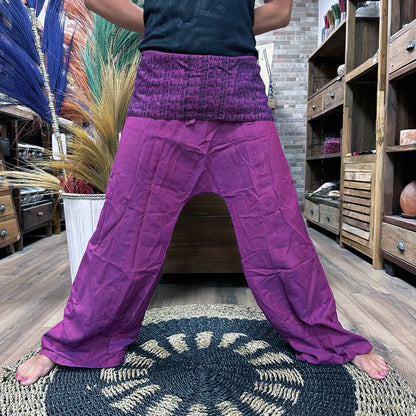 Lila Yoga- und Festivalhose - Thai Fisherman Mandala Mantra