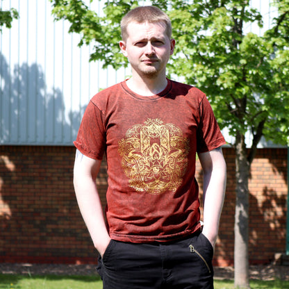 T-Shirt (S) Stone Washed - Hamsa - Maroon