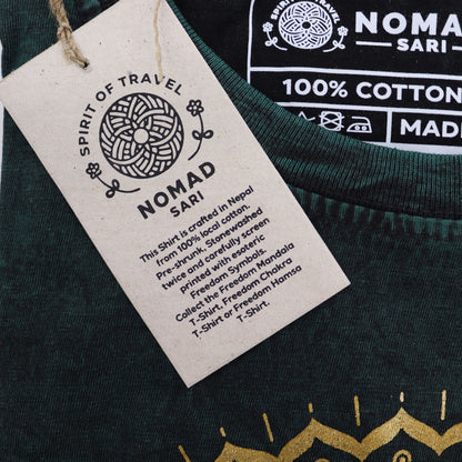 T-Shirt (M) Stone Washed - Mandala - Grün