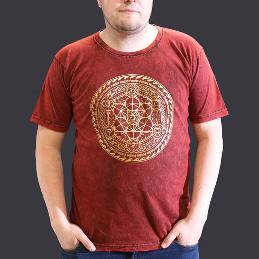 T-Shirt (XL) Stone Washed - Chakra - Maroon