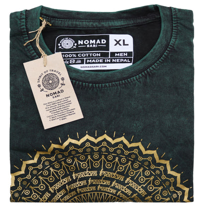 T-Shirt (XL) Stone Washed - Mandala - Grün