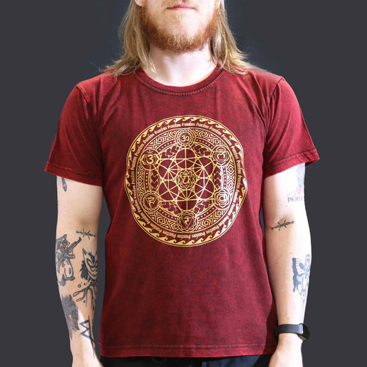 T-Shirt (L) Stone Washed - Chakra - Maroon