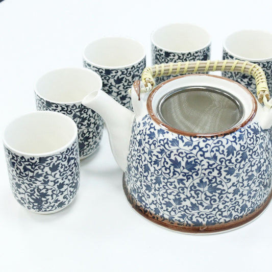 Herbal Teapot Set - Blaues Muster (850ml)