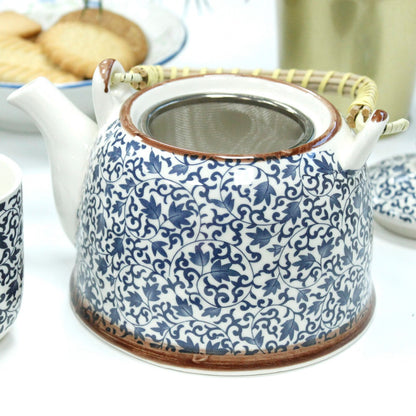 Herbal Teapot Set - Blaues Muster (850ml)